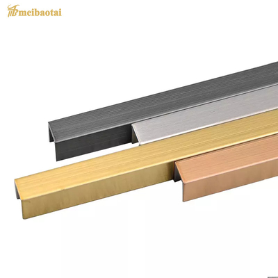 Customize Design Mirror / Hairline Stainless Steel T U V Tile Trim Decoration Profile