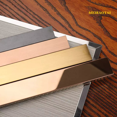 Gold Mirror Brushed Stainless Steel U Channel Edge Profile  0.55MM Thickness