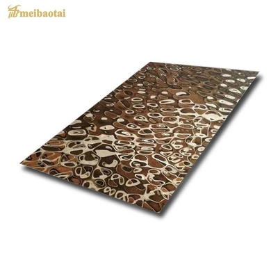 SS 304 PVD Golden Ceiling Wall Panels Decorative Water Ripple Plate