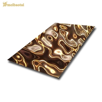 SS 304 PVD Golden Ceiling Wall Panels Decorative Water Ripple Plate