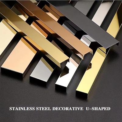 PVD Color U Shape Stainless Steel Tile Trim 12mm AISI Standard