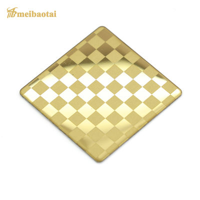 Good price PVD Golden Color Etched Stainless Steel Sheet with 70 Micron Black And White PVC Film and 1.15mm Thickness online