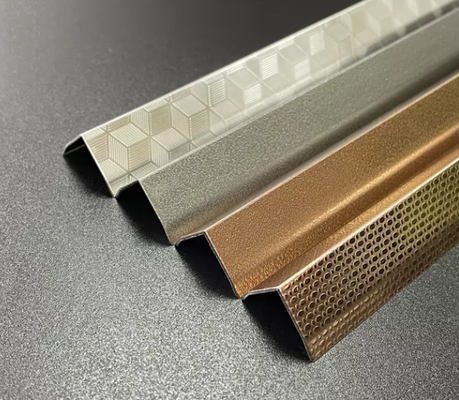 Stainless Steel L Tile Trim 304 Grade V Grooved Tile Strip  For Wall Floor