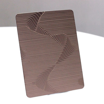 Rose Gold Mirror Etched Stainless Steel Sheet  With Laser PVC Film