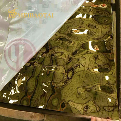 s304 201 stainless steel  Gold Mirror water ripple sheet decoration wall