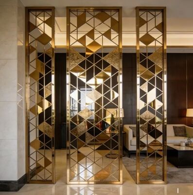 Good price Modern Gold Titanium Stainless Steel Partition Wall Decorative Screen online