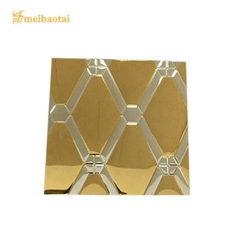 8ft Embossed Stainless Steel Sheet , Stamped Rhombus Ss Gold Mirror Sheet