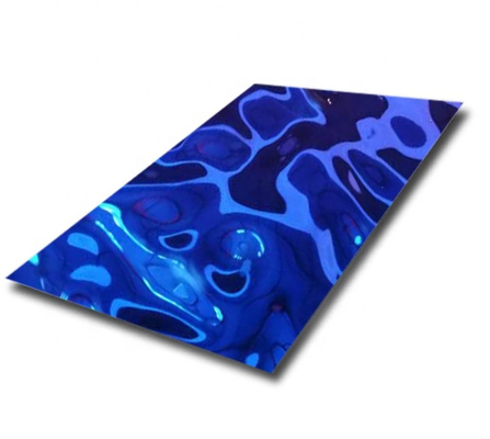 Decorative Stainless Steel Sheet Metal Blue PVD Color Coating Water Ripple