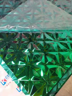 3D Embossed Blue PVD Coated Stainless Steel Sheet 4x8 Feet for Wall Decoration