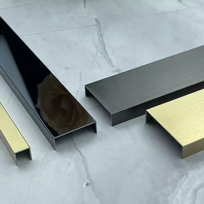 Black Gold Hairline Mirror Finished 304 Stainless Steel Tile Trim with PVD Color Coating