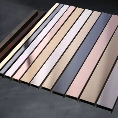 Colorful Mirror Hairline Finished 304 Stainless Steel Tile Trim U15 Shape for Decorative Edging