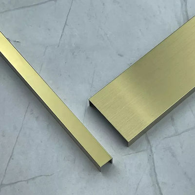 Gold Polished Brushed Finished 0.85mm Thickness Stainless Steel Tile Trim Metal U Profiles