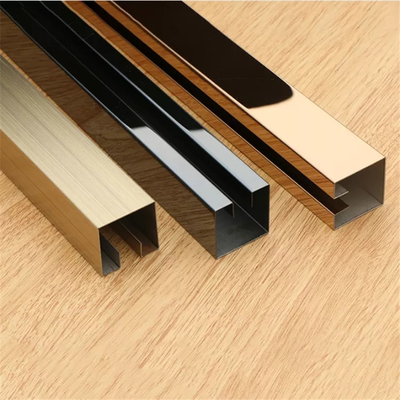 Customize Design Mirror / Hairline Stainless Steel T U V Tile Trim Decoration Profile
