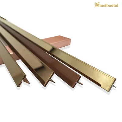 Customize Design Mirror / Hairline Stainless Steel T U V Tile Trim Decoration Profile