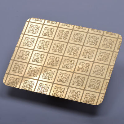Good price PVD Color Gold 8K Super Mirror Etched Stainless Steel Sheet 304 Grade for Elevator Applications online