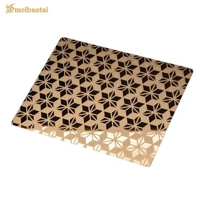 Good price PVD Golden Color Etched Stainless Steel Sheet with 70 Micron PVC Film in 1219x3048mm Size online