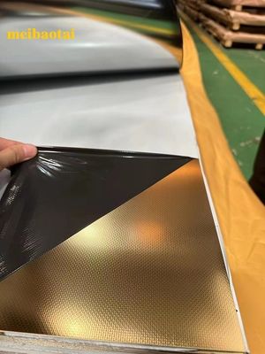 Gold Mirror Finish Grade 201 Embossed Stainless Steel Sheet 4x8 Feet Decorative Wall Panel