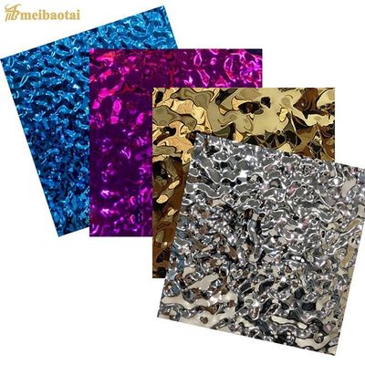 Good price Silver Mirror Finish Water Ripple Stainless Steel Sheet 1219x2438mm Size with 0.65mm Thickness for Decorative Use online