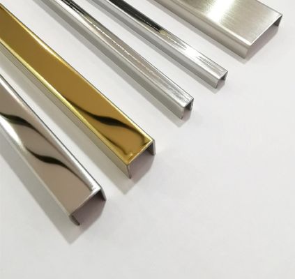 304 Stainless Steel U Profile Tile Trim with V Grooved Design and 2438mm Length