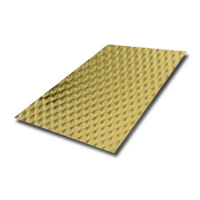 6WL Gold Mirror Embossed Stainless Steel Sheet with 0.85mm Thickness and Double PVC Film for Decorative Metal Plate