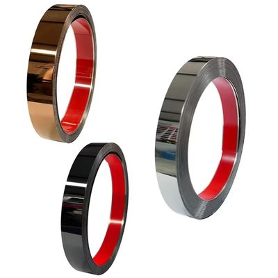 Good price PVD Color Coating Mirror Surface 201 Grade Stainless Steel Tile Trim Adhesive Roll Flat Trim online
