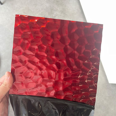 Good price Honeycomb Design China Red Mirror Embossed Stainless Steel Sheet with 0.85mm Thickness for Decorative Use online
