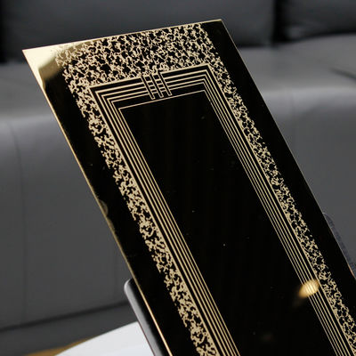 Good price Gold Mirror Finish 304 Stainless Steel Etched Plate with 1219x3048mm Size for Decorative Applications online
