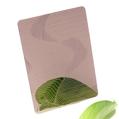 Rose Gold Mirror Finish Etched Stainless Steel Sheet with Laser PVC Film in 304 Grade