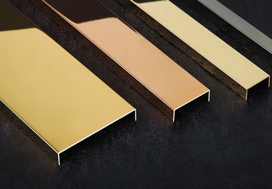 Gold Mirror Stainless Steel U Profile Tile Trim with Anti Finger Print and 0.65MM Thickness