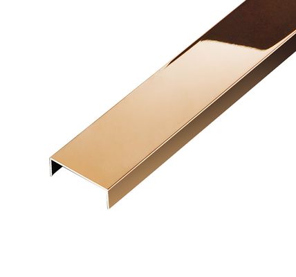 SS304 Rose Gold Hairline Mirror Finish Anti Finger Print Stainless Steel U Tile Trim for Decorative Wall