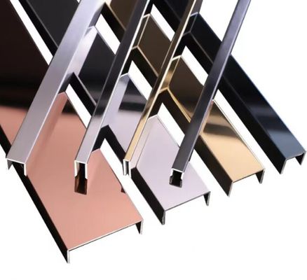 Anti-fingerprint PVD Color Coated 0.65mm Stainless Steel U Tile Trim for Decorative Wall Edging