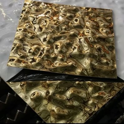 Good price Gold Mirror Finish Water Ripple Stainless Steel Sheet with 0.65mm Thickness and PVD Color Coated for Decorative Wall Panels online