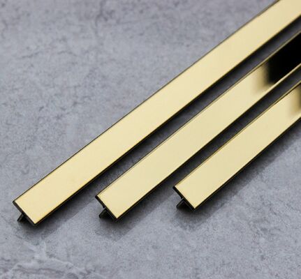 ss201 Gold mirror Stainless Steel T shape tile wall trim decoration hotel