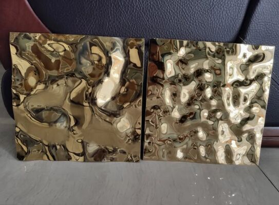 Good price 304 Grade Gold Mirror Finish Water Ripple Stainless Steel Sheet with 0.65mm Thickness for Decorative Applications online