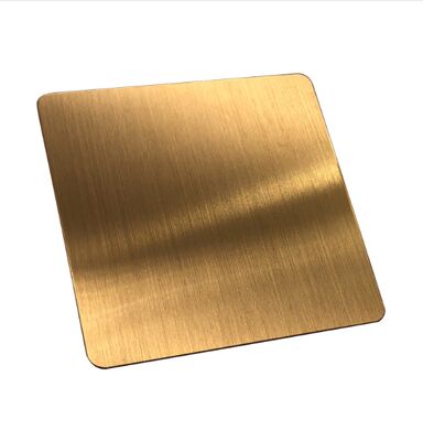 Brushed Gold Stainless Steel Sheet, Ti-PVD Coated Metal Plate