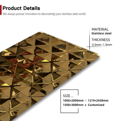 Good price  Gold PVD Coated Diamond Design Stainless Steel Sheet For Interior Decor online