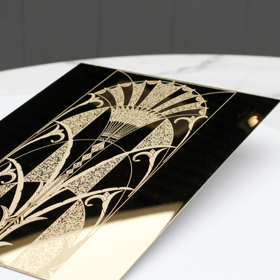 Modern Gold Mirror Etched Stainless Steel Elevator Pattern Plate