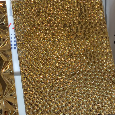 Premium 304 titanium gold water wave steel panel for luxury decoration.