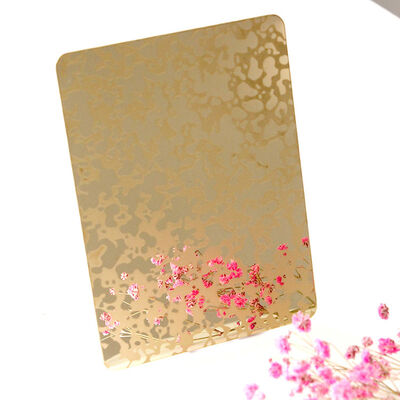 Gold Mirror Etched 304 Stainless Steel Sheet with Mirror/Etched Surface in 1219x3048mm Size