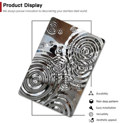 304 Stainless Steel 0.65mm Thickness Silver Mirror Finish Water Ripple Stainless Steel Sheet for Ceiling Decoration