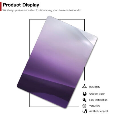 PVD Purple And Gray Gradient Mirror Polished 304 Grade Decorative Stainless Steel Sheet for Home Decoration