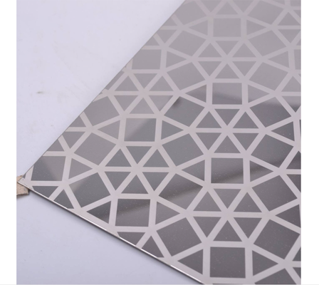 Silver Mirror Etched 201 Stainless Steel Decorative Sheet For Elevator Decor