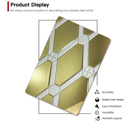 SS Decorative Sheet,304 Mirror Stamped Finish Double Color Stainless Steel Sheet For Interior