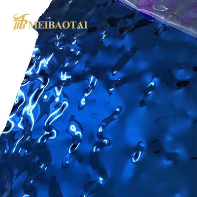 Good price 0.55mm Thickness Blue PVD Coated Mirror Finish Water Ripple Stainless Steel Sheet for Decorative Applications online