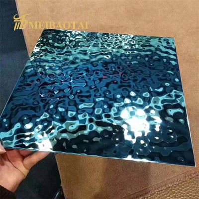 PVD Blue Coated Water Ripple Stainless Steel Sheet 1000mm X 2000mm With 7c PVC Film for Decorative Ceiling