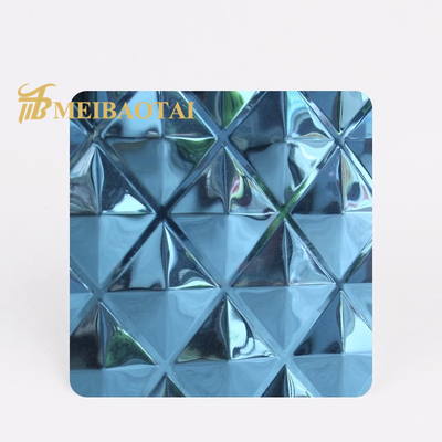 Blue Pvd Coated Embossed Stainless Steel Sheet With 7C PVC Film