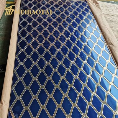 Good price Blue Gold Mixed Color Diamond Pattern Embossed Stainless Steel Sheet 4x8 Feet for Counter Decoration online