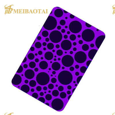 PVD Purple Color Etched Stainless Steel Sheet with 70 Micron PVC Film and 1.15mm Thickness
