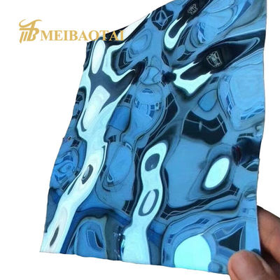 0.55mm Thickness Blue PVD Coated 304 Stainless Steel Water Ripple Decorative Sheet