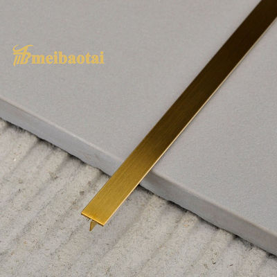 Golden PVD Coated Hairline Stainless Steel Tile Trim JIS Standard T15X2048mm